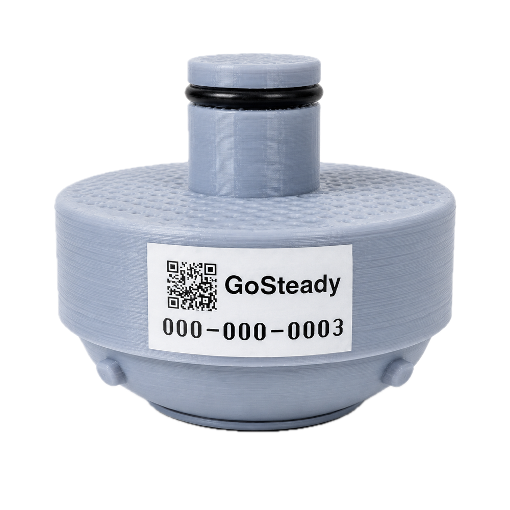 Go Steady walker attachment — a grey sensor that replaces the walker glide